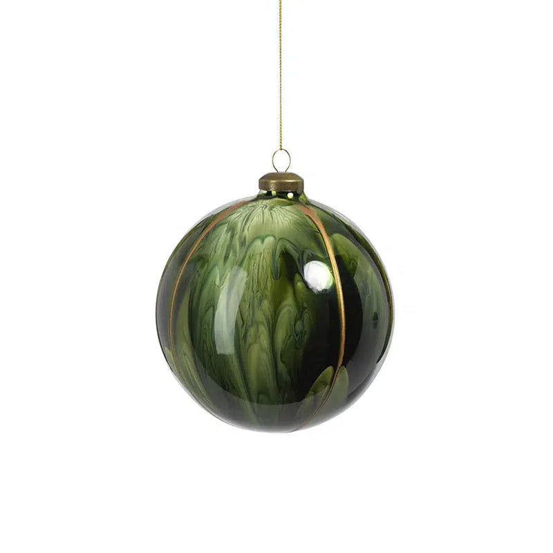 Holiday Ornaments Water Color Glass Ornament // Green Large 