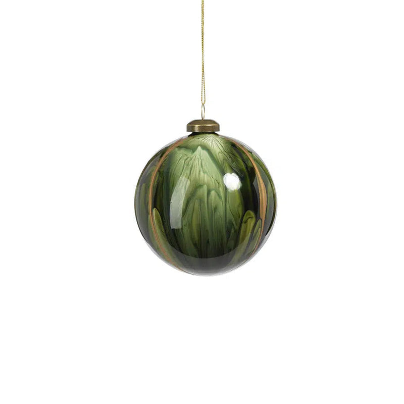 Holiday Ornaments Water Color Glass Ornament // Green Medium 