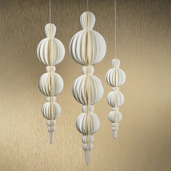 Holiday Ornaments Wish Paper Decorative Finial Pendant // Cream 