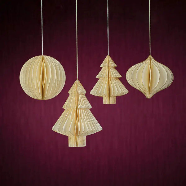 Holiday Ornaments Wish Paper Decorative Onion Shaped Ornament // Ivory 