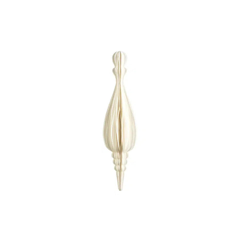 Holiday Ornaments Wish Paper Elongated Droplet Pendant // Cream 