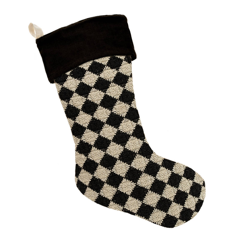  Check Weave Stocking, Black 