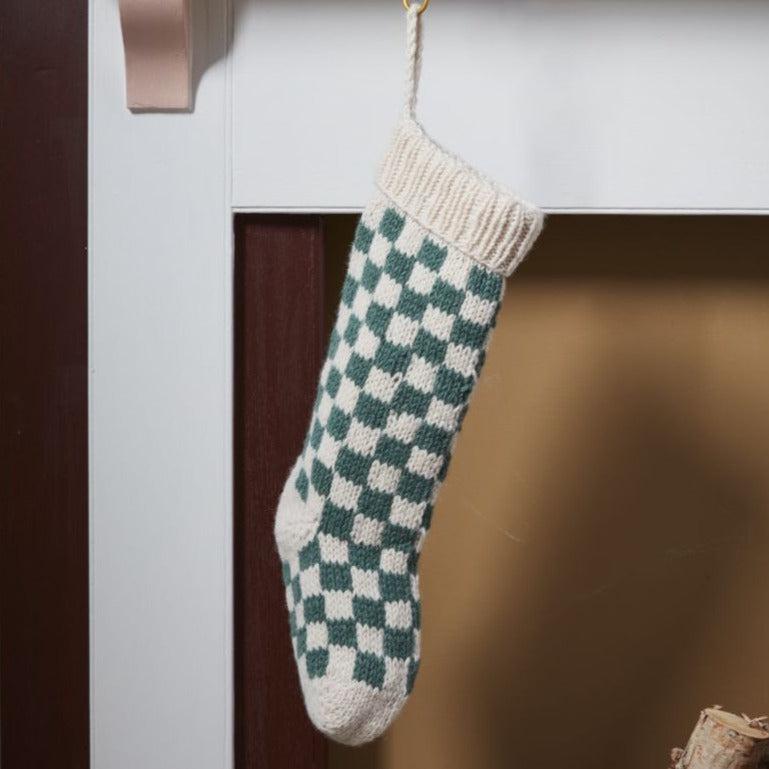 Holiday Stockings Damier Stocking // Green 