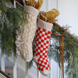 Holiday Stockings Damier Checkered Stocking // Red 