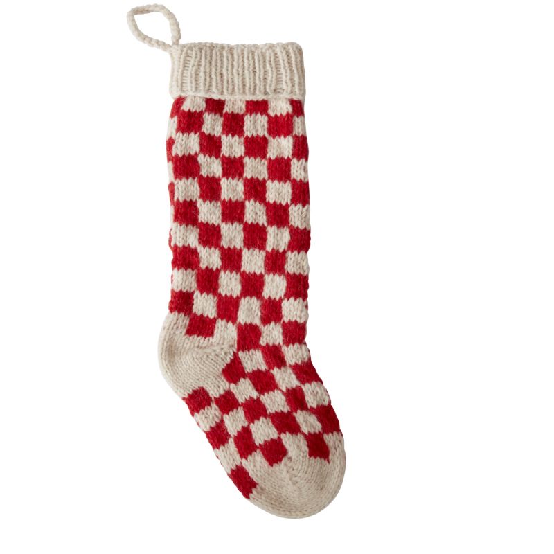 Holiday Stockings Damier Stocking // Red 