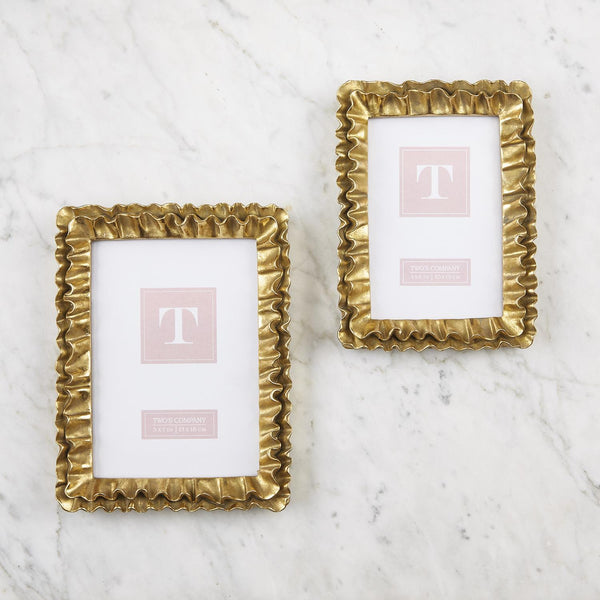 Home Accents Gold Leaf Ruffle Photo Frame // 2 Sizes 