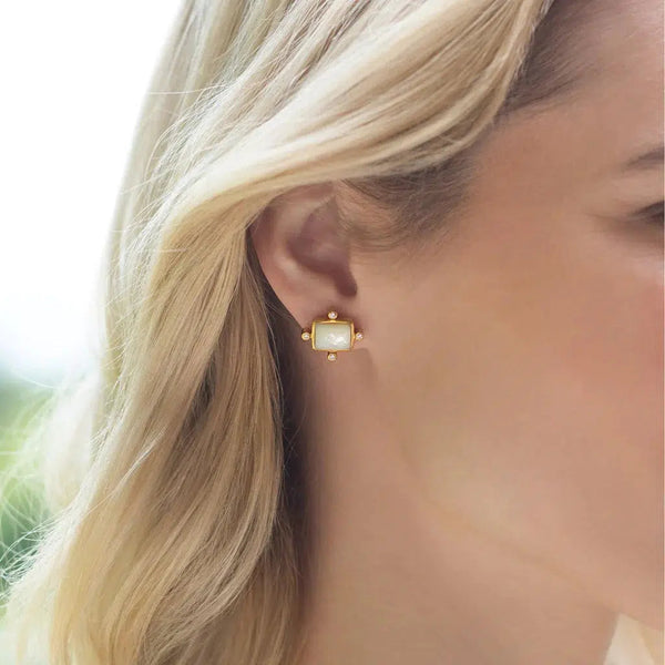 Jewelry Clara Stud Earrings // Chalcedony Blue 