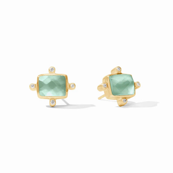 Jewelry Clara Stud Earrings // Iridescent Aquamarine Blue 