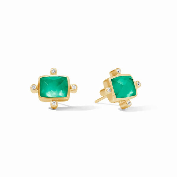 Jewelry Clara Stud Earrings // Iridescent Emerald Green 