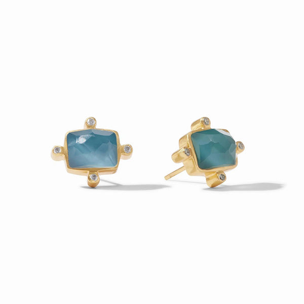 Jewelry Clara Stud Earrings // Iridescent Peacock Blue 