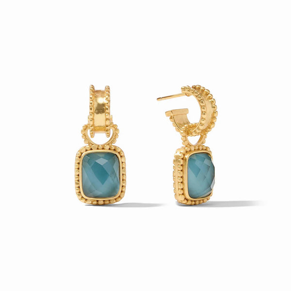 Jewelry Marbella 3-In-One Hoop & Charm Earring // Iridescent Blue Peacock 
