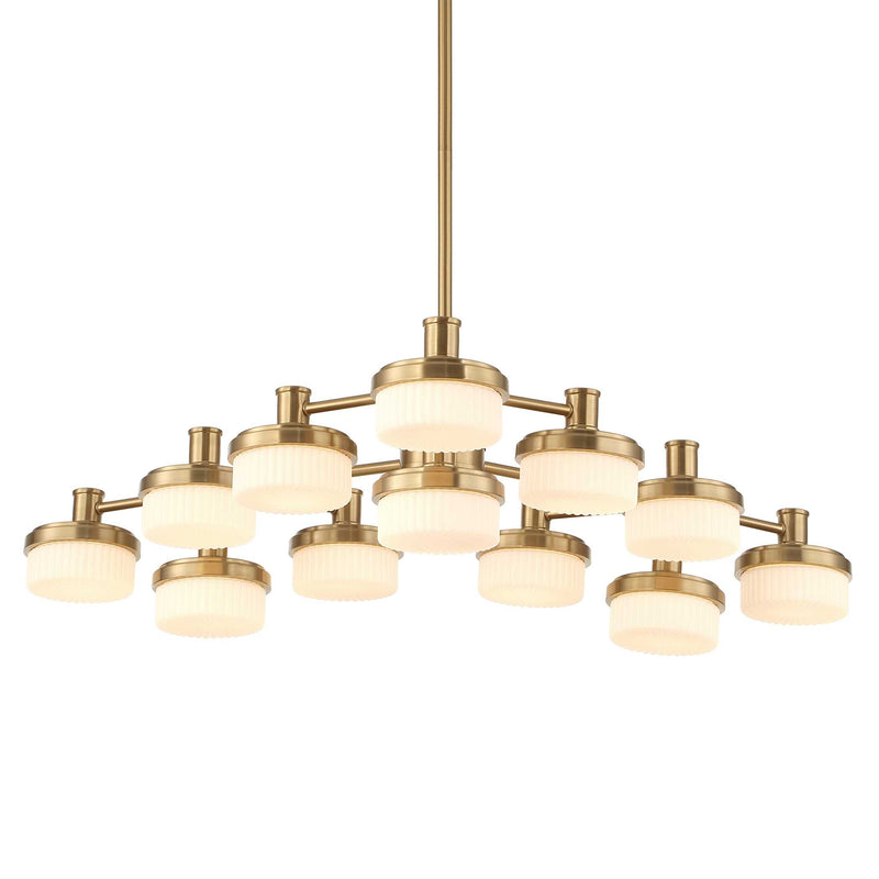 Lighting Wedge 12 Lt LED Brass Chandelier 