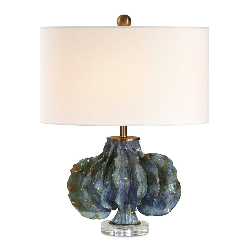 Lighting Ruffle Up Blue Green Table Lamp 