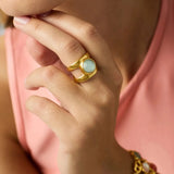 Jewelry Laguna Stone Ring // Iridescent Aquamarine Blue 