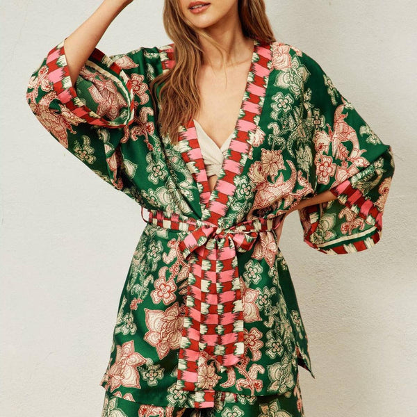  Camellia Open Front Kimono 