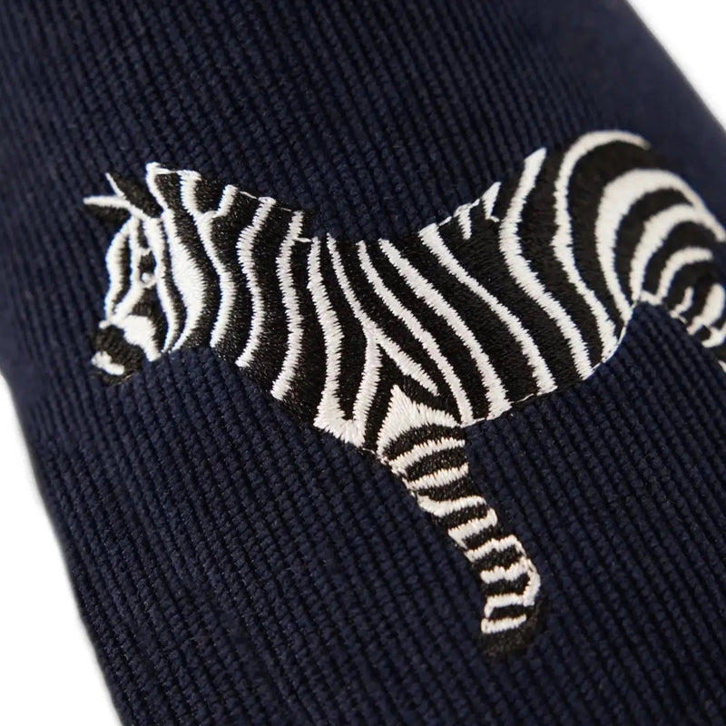 Lifestyle Corduroy Navy Zebra Print Slippers 