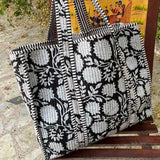 Lifestyle Quilted Cotton Hand printed Reversible Floral Daily Tote Bag 