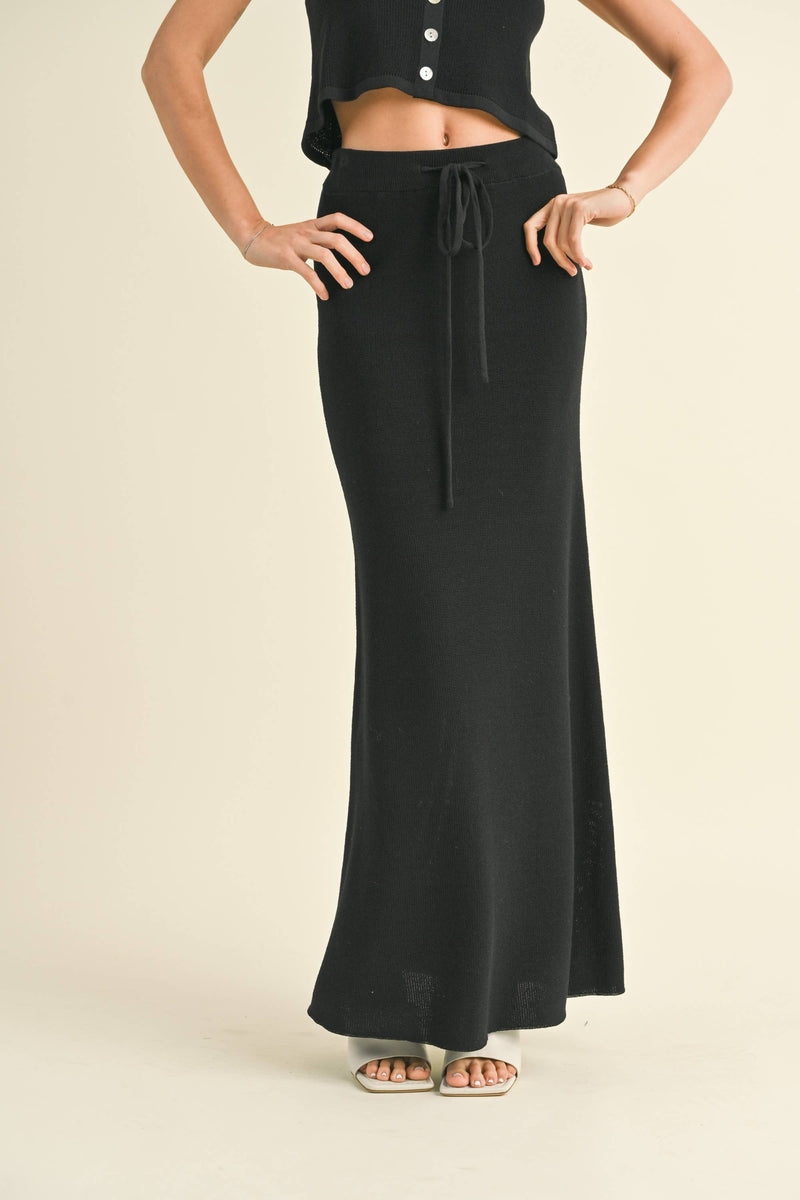  Lela Knit Maxi Skirt // Black Small 