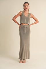  Lela Knit Maxi Skirt // Khaki 