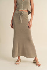  Lela Knit Maxi Skirt // Khaki 