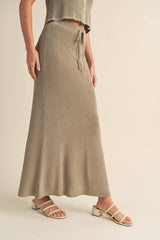  Lela Knit Maxi Skirt // Khaki 