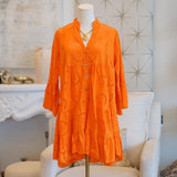 Lifestyle One Size English Embroidered Short Dress Billowy Sleeves // Orange 