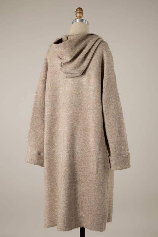  Soft Hooded Autumn Coat Cardigan: Olive / S 