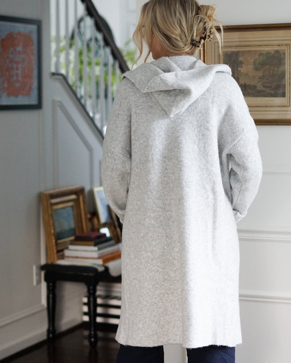 Lifestyle Soft Hooded Autumn Coat Cardigan // Silver 