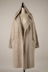  Soft Hooded Autumn Coat Cardigan: Silver / S 