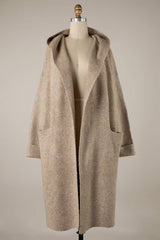  Soft Hooded Autumn Coat Cardigan: Silver / S 