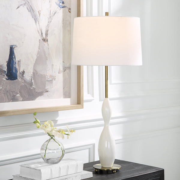 Lighting Annora Glossy White Table Lamp 