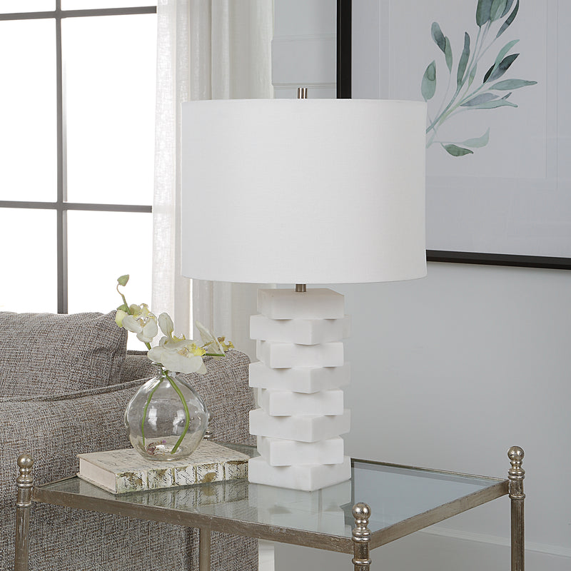 Lighting Ascent White Geometric Table Lamp 