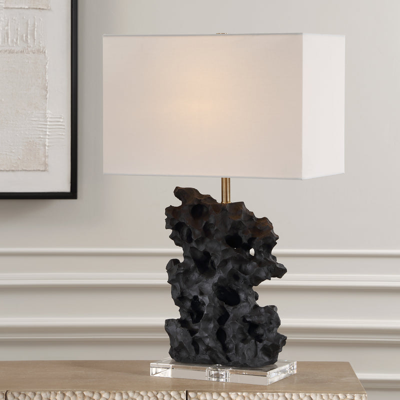 Lighting Basalt Black Stone Table Lamp 