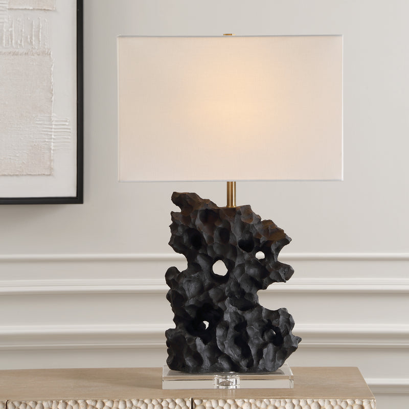 Lighting Basalt Black Stone Table Lamp 