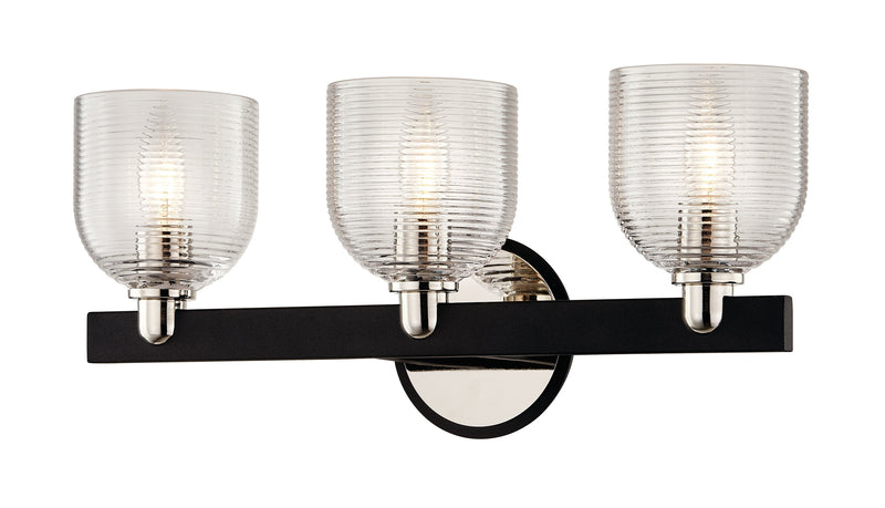 Lighting - Bath And Vanity Munich 3 Light Vanity // Carbide BLK & Pol Nickel 