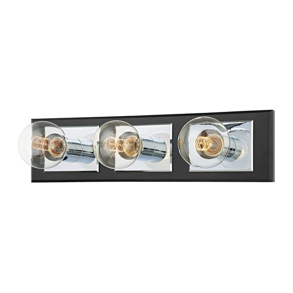 Lighting - Bath And Vanity Runyan 3 Light Bath Bracket // Polished Chrome & Soft Black 