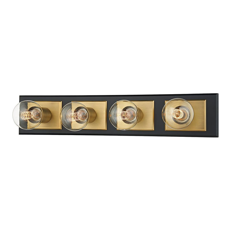 Lighting - Bath And Vanity Runyan 4 Light Bath Bracket // Patina Brass & Soft Black 