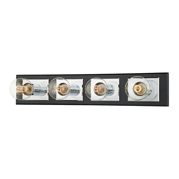 Lighting - Bath And Vanity Runyan 4 Light Bath Bracket // Polished Chrome & Soft Black 