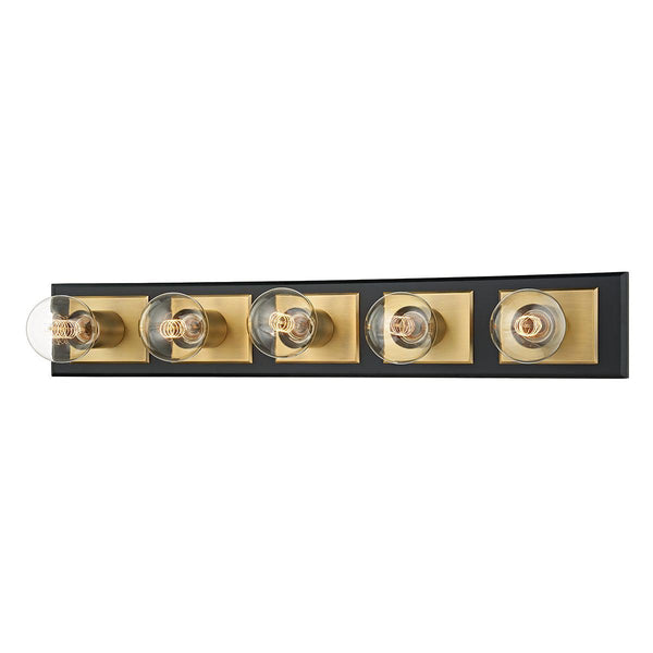 Lighting - Bath And Vanity Runyan 5 Light Bath Bracket // Patina Brass & Soft Black 