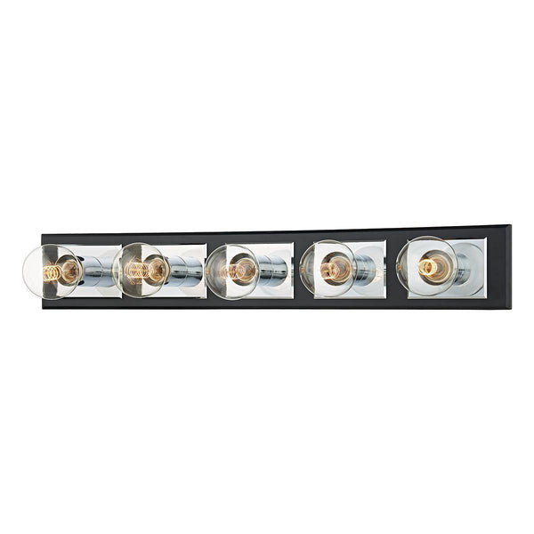 Lighting - Bath And Vanity Runyan 5 Light Bath Bracket // Polished Chrome & Soft Black 