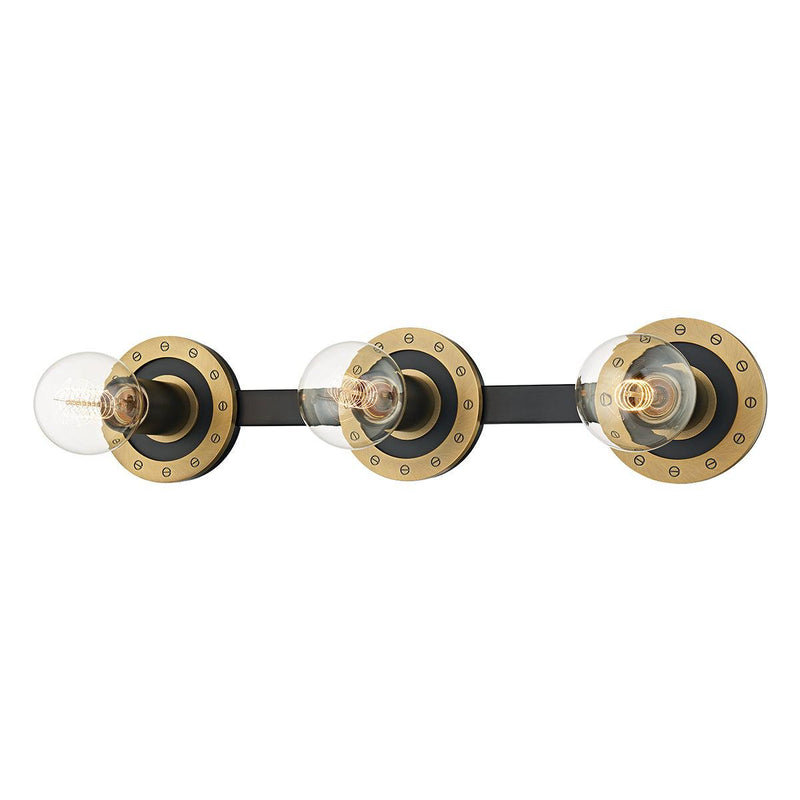 Lighting - Bath And Vanity Teo 3 Light Bath Bracket // Patina Brass & Soft Black 