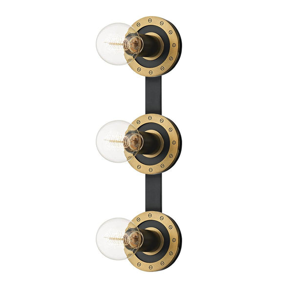 Lighting - Bath And Vanity Teo 3 Light Bath Bracket // Patina Brass & Soft Black 