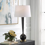 Lighting Brielle Polished Black Table Lamp 