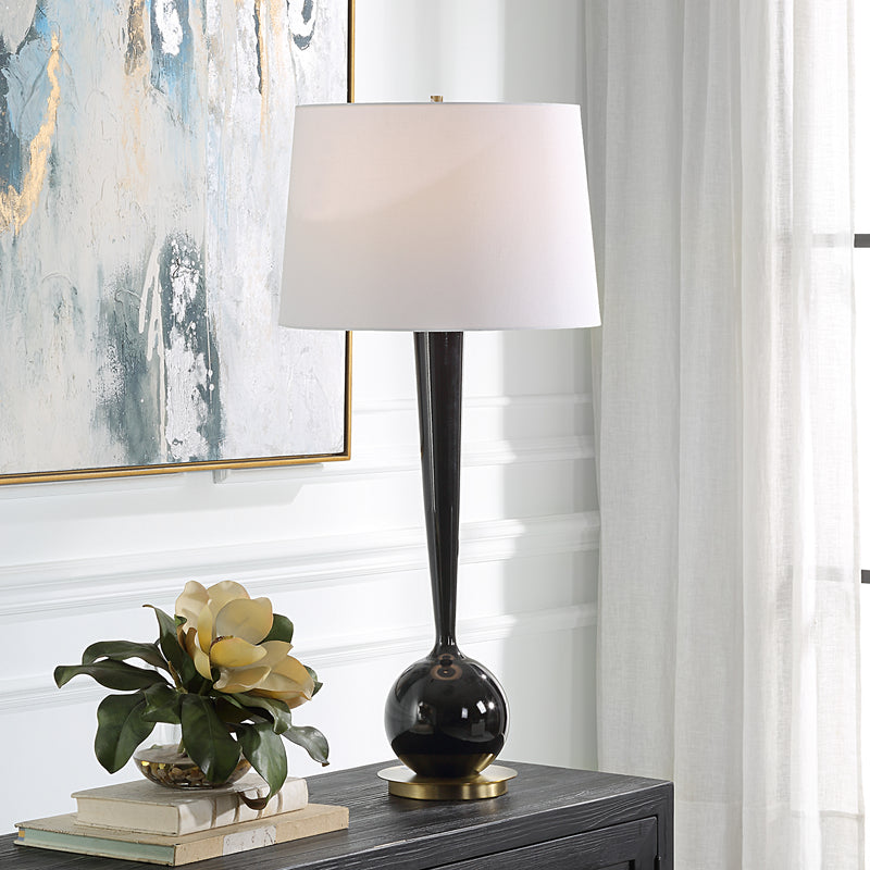 Lighting Brielle Polished Black Table Lamp 