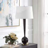 Lighting Brielle Polished Black Table Lamp 