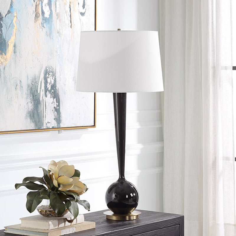 Lighting Brielle Polished Black Table Lamp 