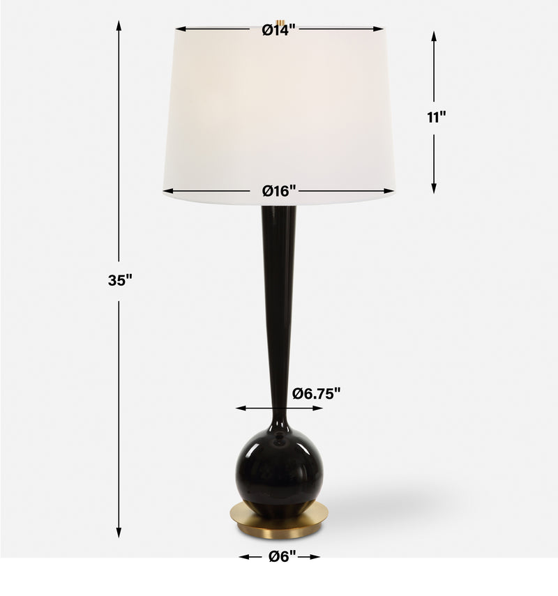 Lighting Brielle Polished Black Table Lamp 