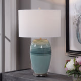 Lighting Caicos Teal Table Lamp 