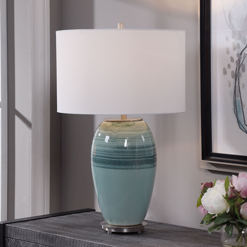 Lighting Caicos Teal Table Lamp 