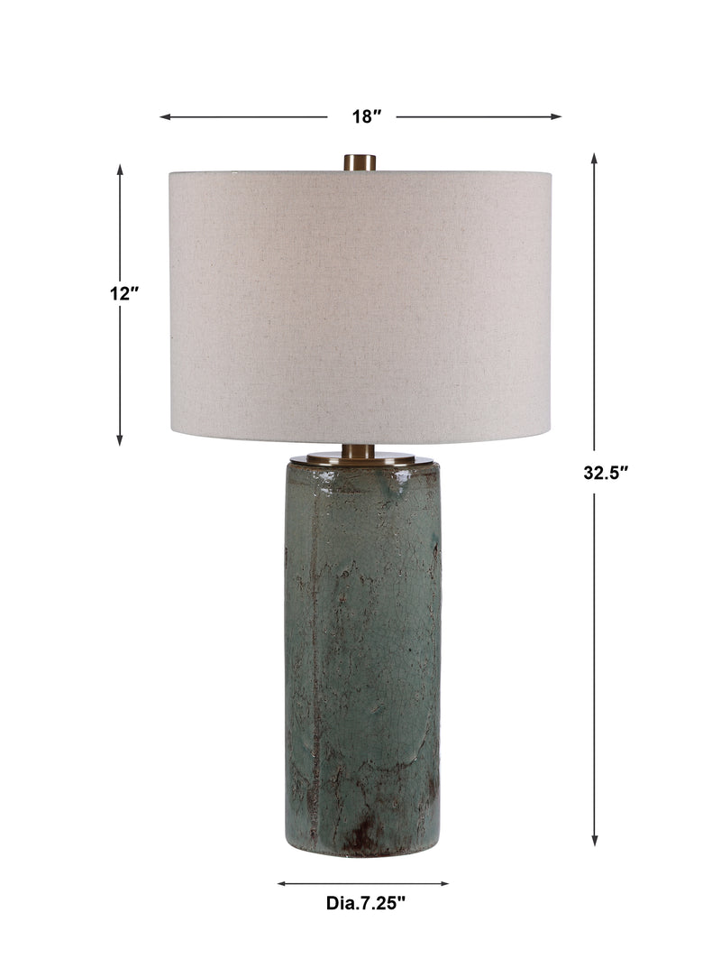 Lighting Callais Crackled Aqua Table Lamp 